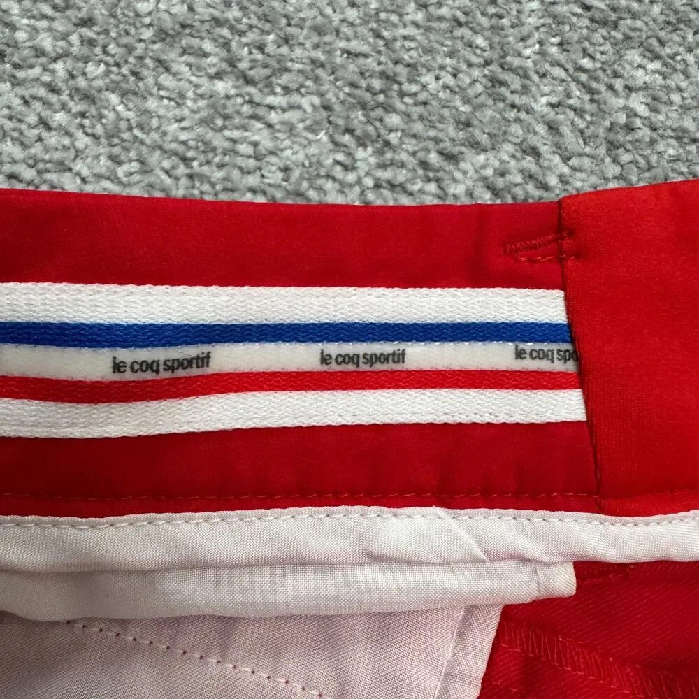 Le Coq Sportif Golf Collection Chino Pants Men 34x28 Red Flat Front Straight Leg